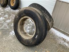 9.00-20 Straight Tread Truck Tires On Rims 