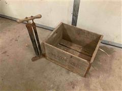 Meadow Gold Vintage Milk Crate & Tire Pump 