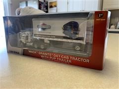 2010 Briggs & Stratton Mack Granite Day Cab Tractor W/ Pup Trailer 1/64 Collectible 