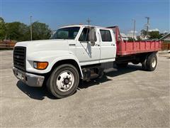 1995 Ford F800 S/A Crew Cab Flatbed Truck 