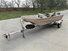 1975 Shell Lake 15’ Fiberglass Fishing Boat W/ Yamaha 8Hp Gas Motor 