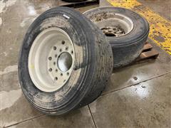 Michelin 445/50R22.5 Wide Base Tires On Aluminum Rims 