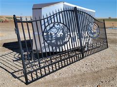 20' Bi-parting Heavy Duty Decorative Wrought Iron Entry Gate 