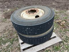 Bridgestone 315/80R22.5 Truck Tires On Wheels 