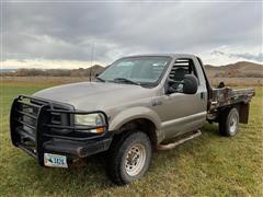 2002 Ford F250 4x4 Flatbed Pickup W/Bale Bed 