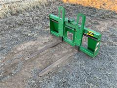 John Deere "Floating" Adjustable Width Fork Lift Attachment 