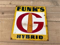 Funk's Hybrid Vintage Metal Seed Corn Sign 