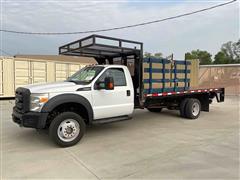 2013 Ford F550 XL Super Duty 4x4 Flatbed Truck W/Power Tailgate 