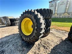 Firestone Radial Deep Tread 650/85R38 Tractor Tires & John Deere Rims 