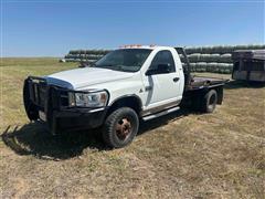 2007 Dodge RAM 3500 4x4 Flatbed Pickup W/Bale Bed 