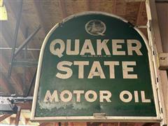 Quaker State Motor Oil Double Sided Metal Driveway Sign 