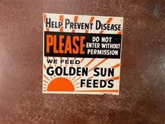 Golden Sun Feeds Vintage Steel Sign 