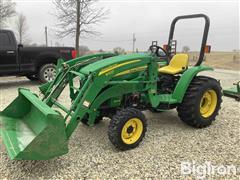 John Deere 3203 2WD Utility Tractor W/Loader, Bucket & Forks 