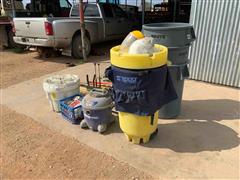 Spill Kit, 55 Gallon Trash Cans, Shovels, Safety Kit 