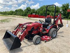 Mahindra EMax22s MFWD Compact Utility Tractor W/Backhoe, Loader & Mower 