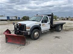 2008 Ford F450 2WD Flatbed Truck W/Snow Plow 