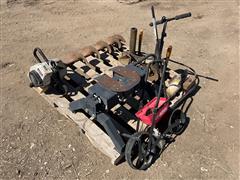 Pneumatic Jacks, Post Hole Digger, Fifth Wheel Hitch & Walk Behind Seeder 