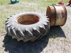 15"x34" Clamp-On Dual Rims & 1 Tire 