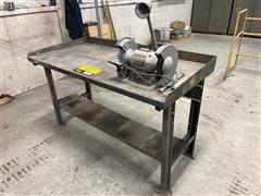 Craftsman 8" Bench Grinder On Steel Work Table 