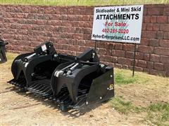 2023 Quick Attach 72" Skid Steer HD Rock Skeleton Grapple Bucket w/ Optional Sides 