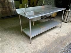 Stainless Steel Food Prep Table W/Sink 