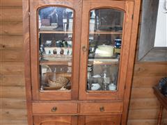 Primitive Oak Hutch W/Contents 