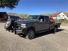 2006 Ford F250 Super Duty 4x4 Extended Cab Flatbed Pickup W/Bale Bed 