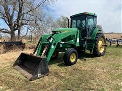 1998 John Deere 7610 2WD Tractor W/Koyker 565 Loader & Bucket 