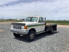 1990 Ford F350 4x4 Flatbed Dually Pickup 