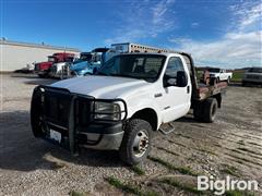 2006 Ford F350 4x4 Flatbed Pickup W/DewEze Bale Bed 