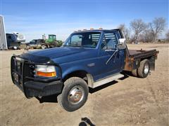 1995 Ford F350 XLT 4x4 Flatbed Pickup W/Hydrabed Bale Bed 