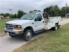 1999 Ford F550 Super Duty 2WD Service Truck W/Auto Crane 