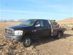 2007 Dodge RAM 3500HD 4x4 Crew Cab Dually Flatbed Pickup W/Bale Bed 