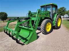 1999 John Deere 6410 MFWD Tractor W/Grapple Bucket Loader 