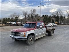 1989 Chevrolet Silverado 3500 4x4 Extended Cab Dually Flatbed Pickup 