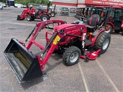 Mahindra 26XLT MFWD Compact Utility Tractor W/Loader & Mower 