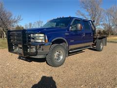 2003 Ford F350 4x4 Crew Cab Flatbed Pickup W/Bale Bed 