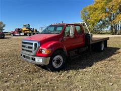 2004 Ford F750 S/A Crew Cab Flatbed Truck 