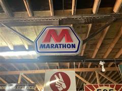 Marathon Plastic Sign, Metal Frame 