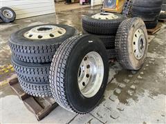 Michelin 275/80R22.5 Recap Tires On Aluminum Rims 