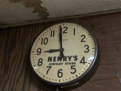 Henry's Jewelry Store Advertising Clock 