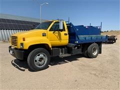 1998 GMC C6500 S/A Flatbed Dump Truck W/Mounted Water Tank 
