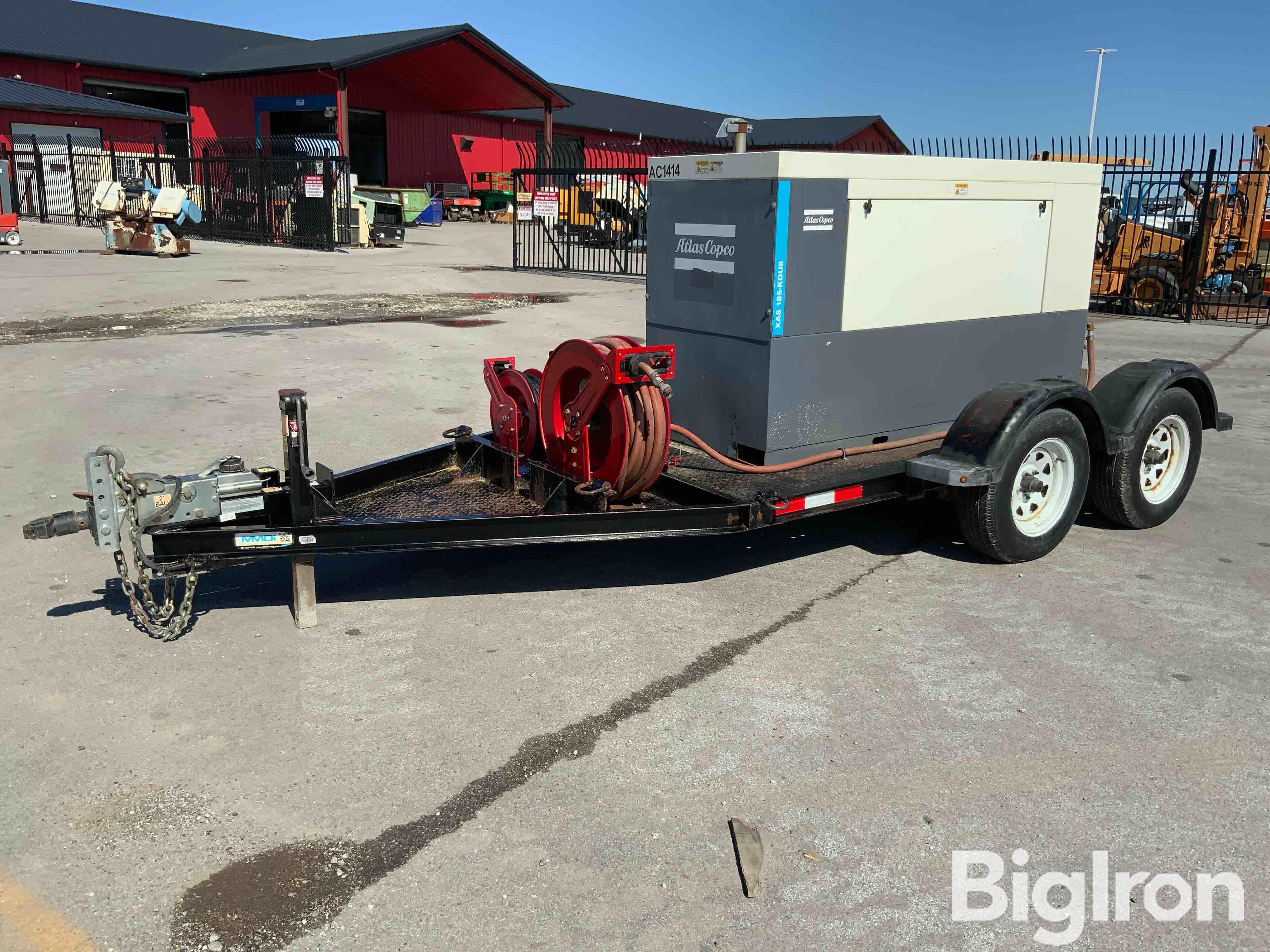 2017 Atlas Copco 185 KDU T/A Portable Air Compressor W/Hose Reels 